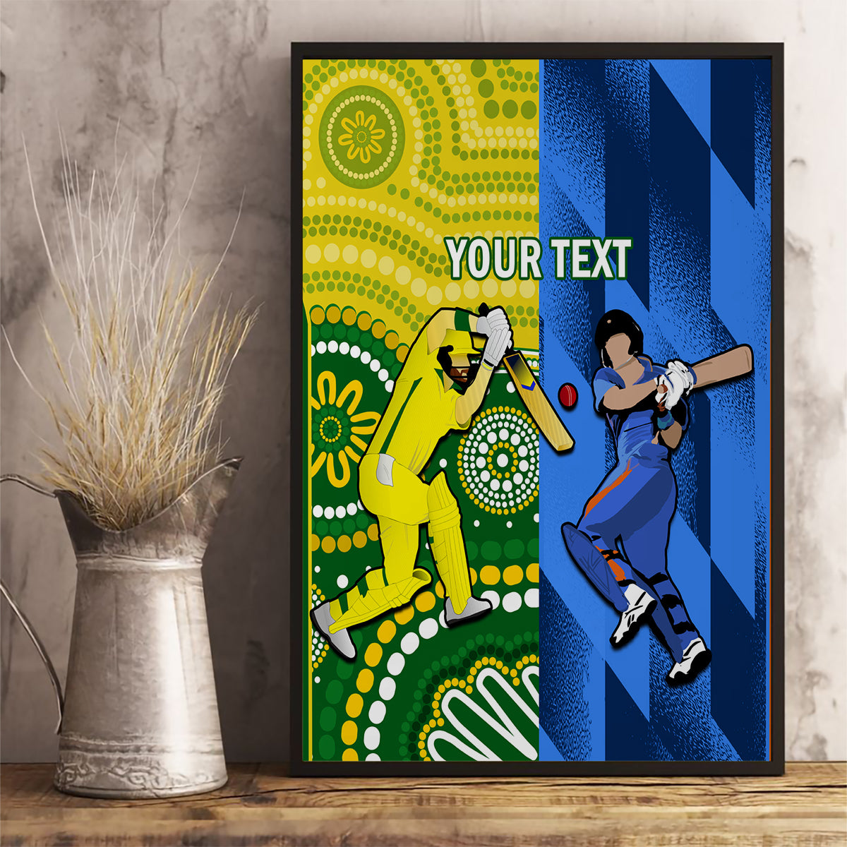 Custom Australia And India Cricket Canvas Wall Art 2023 World Cup Final Together - Wonder Print Shop