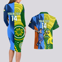 Custom Australia And India Cricket Couples Matching Long Sleeve Bodycon Dress and Hawaiian Shirt 2023 World Cup Final Together - Wonder Print Shop