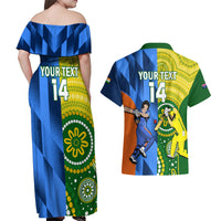Custom Australia And India Cricket Couples Matching Off Shoulder Maxi Dress and Hawaiian Shirt 2023 World Cup Final Together - Wonder Print Shop