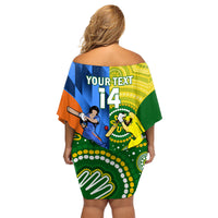 Custom Australia And India Cricket Family Matching Off Shoulder Short Dress and Hawaiian Shirt 2023 World Cup Final Together - Wonder Print Shop