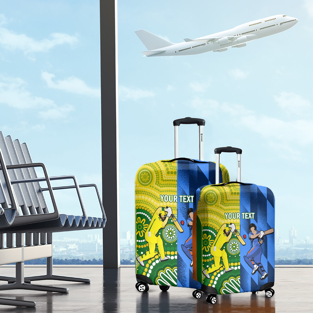 Custom Australia And India Cricket Luggage Cover 2023 World Cup Final Together - Wonder Print Shop