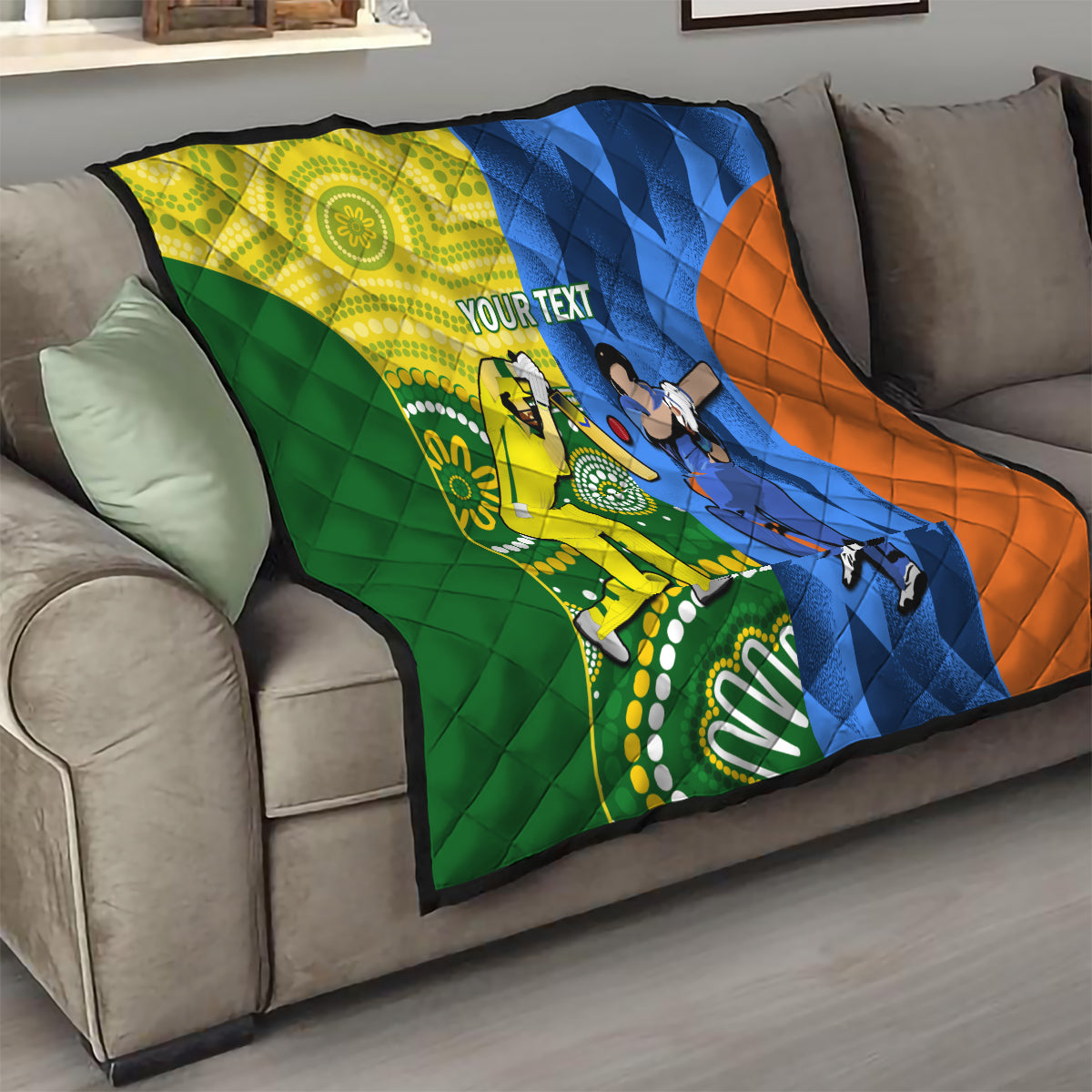 Custom Australia And India Cricket Quilt 2023 World Cup Final Together - Wonder Print Shop