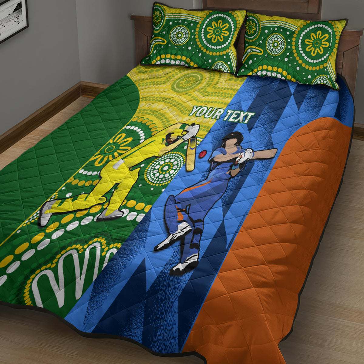 Custom Australia And India Cricket Quilt Bed Set 2023 World Cup Final Together - Wonder Print Shop