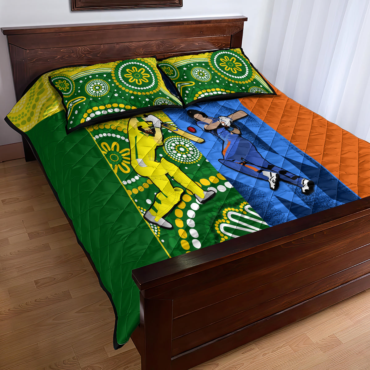 Custom Australia And India Cricket Quilt Bed Set 2023 World Cup Final Together - Wonder Print Shop