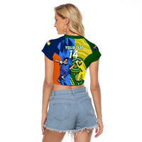 Custom Australia And India Cricket Raglan Cropped T Shirt 2023 World Cup Final Together - Wonder Print Shop