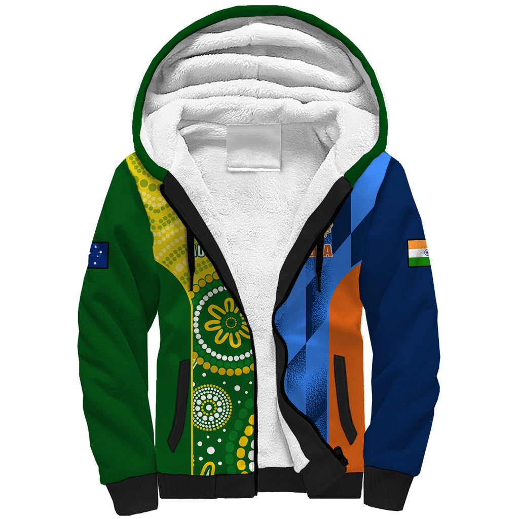 Custom Australia And India Cricket Sherpa Hoodie 2023 World Cup Final Together - Wonder Print Shop