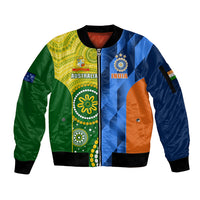 Custom Australia And India Cricket Sleeve Zip Bomber Jacket 2023 World Cup Final Together - Wonder Print Shop