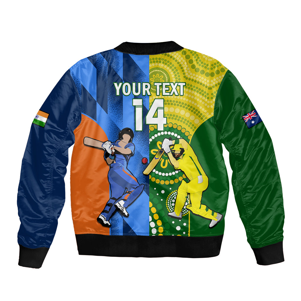 Custom Australia And India Cricket Sleeve Zip Bomber Jacket 2023 World Cup Final Together - Wonder Print Shop