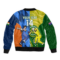 Custom Australia And India Cricket Sleeve Zip Bomber Jacket 2023 World Cup Final Together - Wonder Print Shop