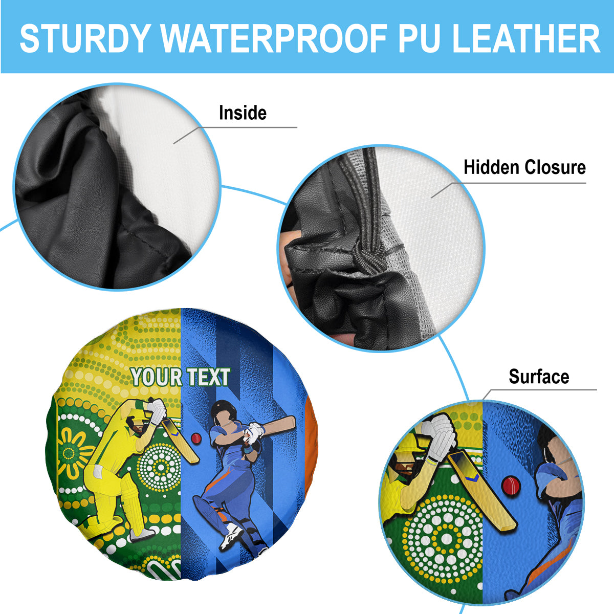 Custom Australia And India Cricket Spare Tire Cover 2023 World Cup Final Together - Wonder Print Shop