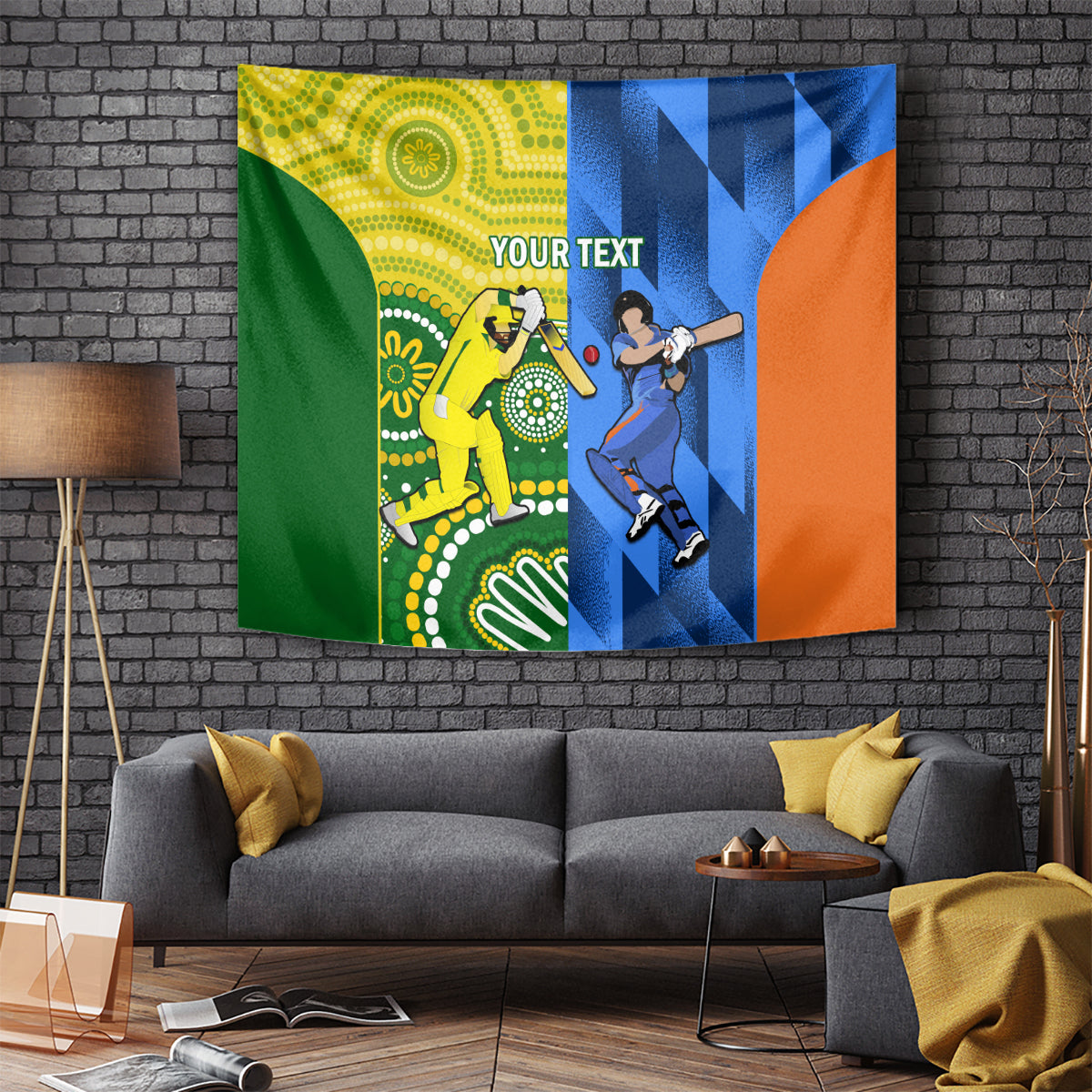 Custom Australia And India Cricket Tapestry 2023 World Cup Final Together - Wonder Print Shop