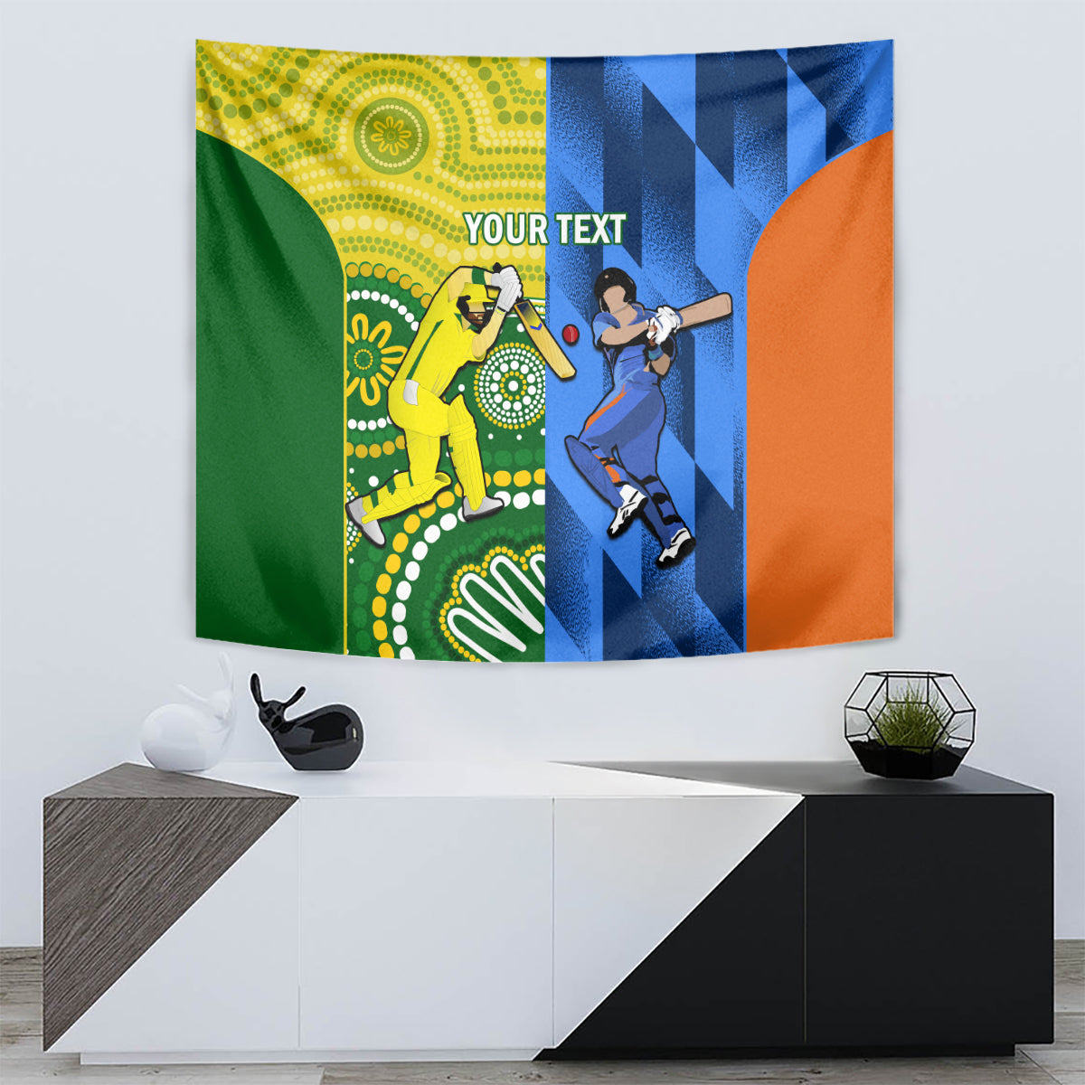 Custom Australia And India Cricket Tapestry 2023 World Cup Final Together - Wonder Print Shop