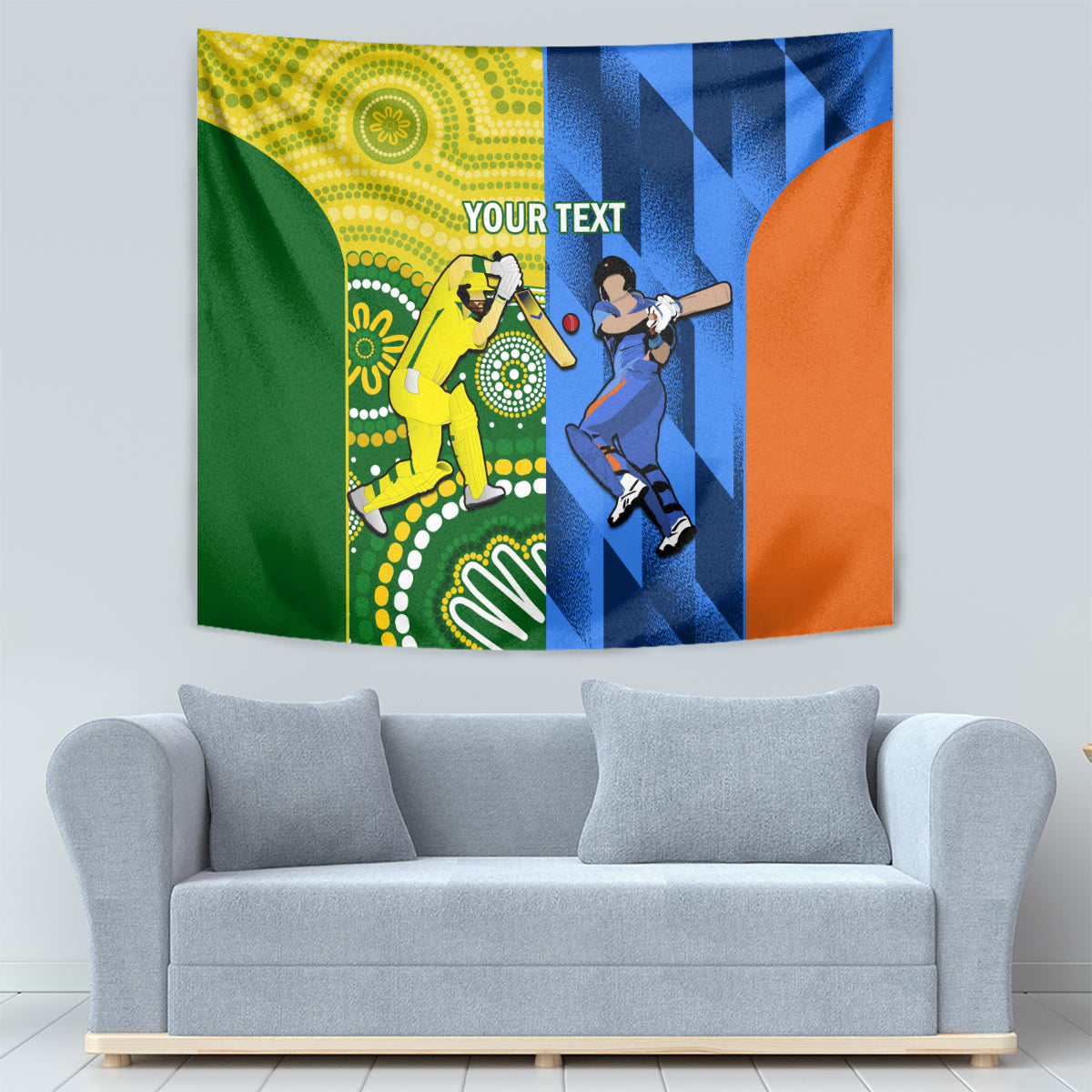 Custom Australia And India Cricket Tapestry 2023 World Cup Final Together - Wonder Print Shop