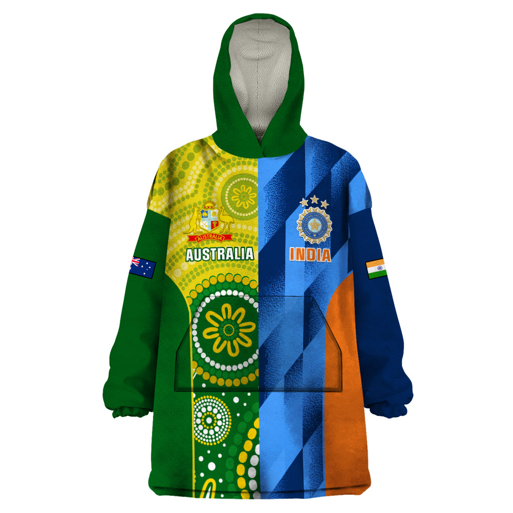 Custom Australia And India Cricket Wearable Blanket Hoodie 2023 World Cup Final Together - Wonder Print Shop