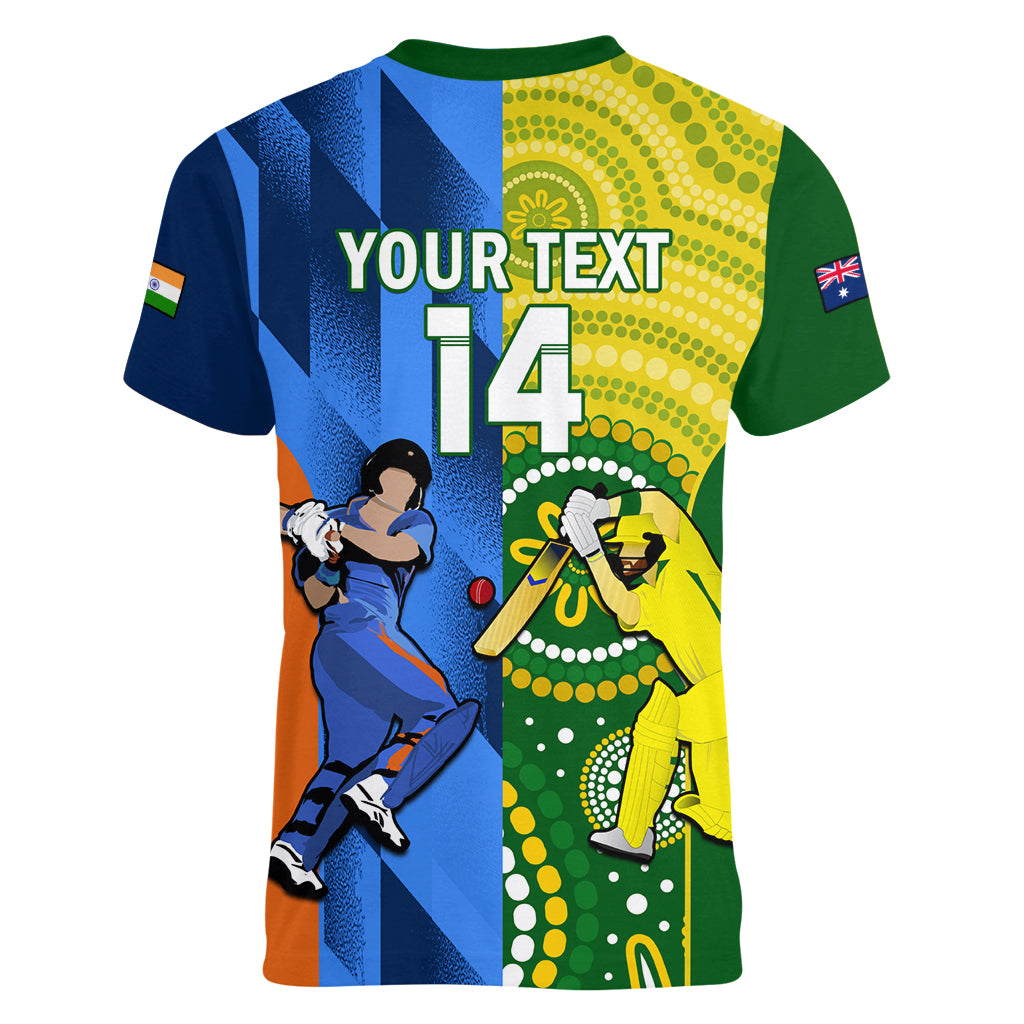Custom Australia And India Cricket Women V Neck T Shirt 2023 World Cup Final Together - Wonder Print Shop