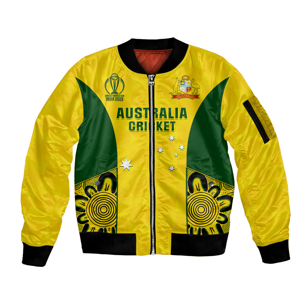 Australia Cricket Sleeve Zip Bomber Jacket World Cup Go Champions 2023 Indigenous - Wonder Print Shop