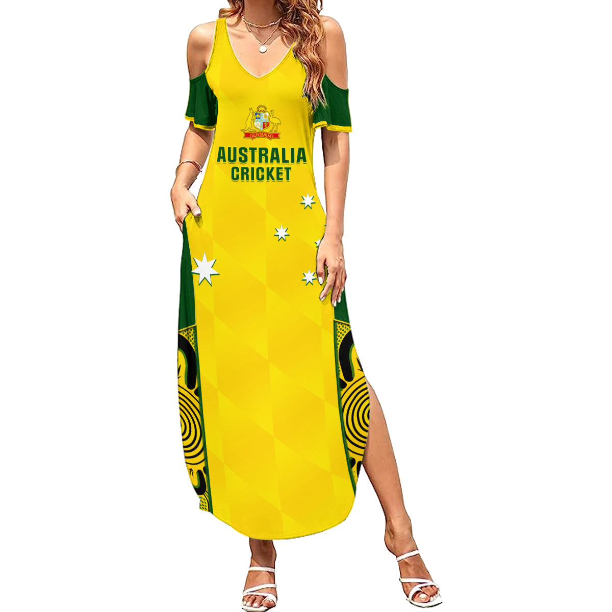 Australia Cricket Summer Maxi Dress World Cup Go Champions 2023 Indigenous - Wonder Print Shop