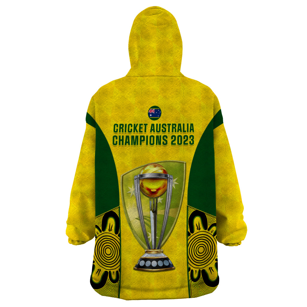 Australia Cricket Wearable Blanket Hoodie World Cup Go Champions 2023 Indigenous - Wonder Print Shop