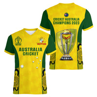 Australia Cricket Women V Neck T Shirt World Cup Go Champions 2023 Indigenous - Wonder Print Shop