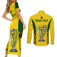 Custom Australia Cricket Couples Matching Short Sleeve Bodycon Dress and Long Sleeve Button Shirt World Cup Go Champions 2023 Indigenous - Wonder Print Shop