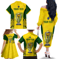 Custom Australia Cricket Family Matching Off Shoulder Long Sleeve Dress and Hawaiian Shirt World Cup Go Champions 2023 Indigenous - Wonder Print Shop