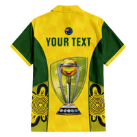 Custom Australia Cricket Family Matching Off Shoulder Long Sleeve Dress and Hawaiian Shirt World Cup Go Champions 2023 Indigenous - Wonder Print Shop