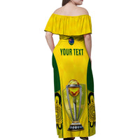 Custom Australia Cricket Family Matching Off Shoulder Maxi Dress and Hawaiian Shirt World Cup Go Champions 2023 Indigenous - Wonder Print Shop