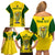 Custom Australia Cricket Family Matching Off Shoulder Short Dress and Hawaiian Shirt World Cup Go Champions 2023 Indigenous - Wonder Print Shop