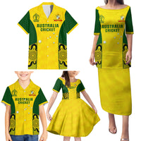 Custom Australia Cricket Family Matching Puletasi Dress and Hawaiian Shirt World Cup Go Champions 2023 Indigenous - Wonder Print Shop