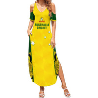 Custom Australia Cricket Family Matching Summer Maxi Dress and Hawaiian Shirt World Cup Go Champions 2023 Indigenous - Wonder Print Shop