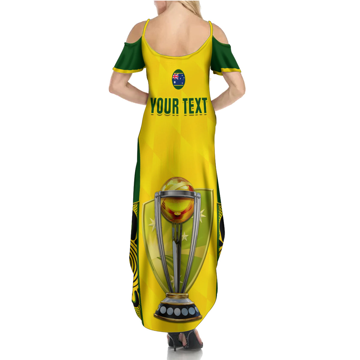 Custom Australia Cricket Family Matching Summer Maxi Dress and Hawaiian Shirt World Cup Go Champions 2023 Indigenous - Wonder Print Shop