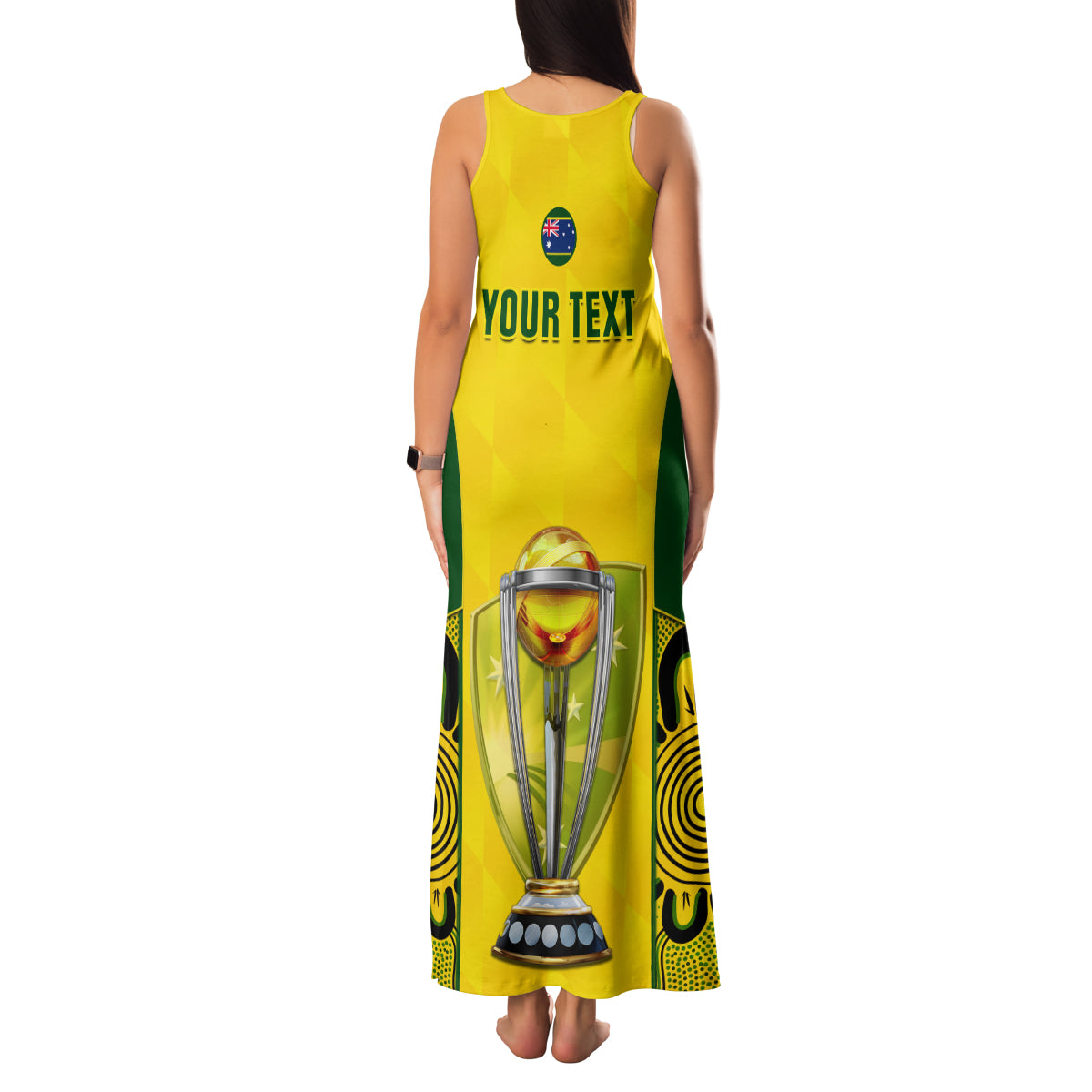 Custom Australia Cricket Family Matching Tank Maxi Dress and Hawaiian Shirt World Cup Go Champions 2023 Indigenous - Wonder Print Shop