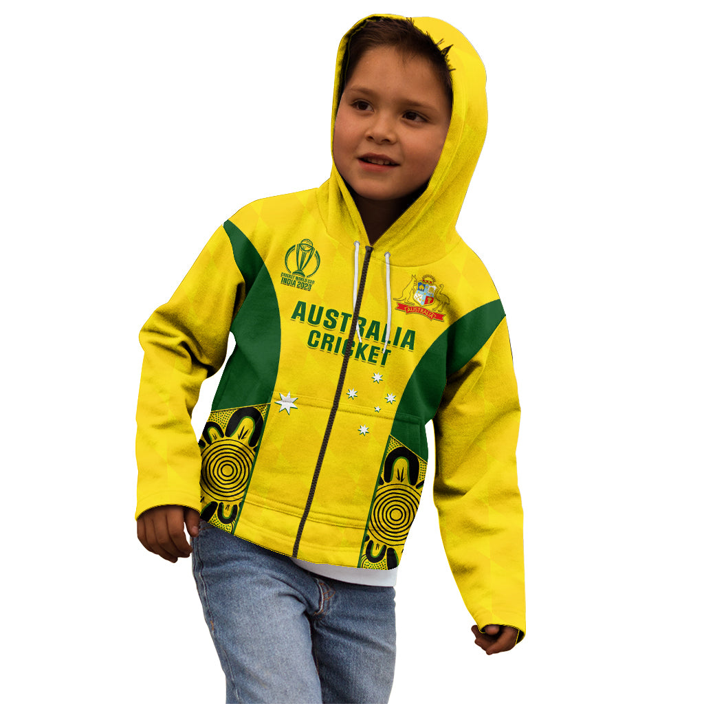 Custom Australia Cricket Kid Hoodie World Cup Go Champions 2023 Indigenous - Wonder Print Shop