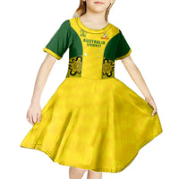 Custom Australia Cricket Kid Short Sleeve Dress World Cup Go Champions 2023 Indigenous - Wonder Print Shop