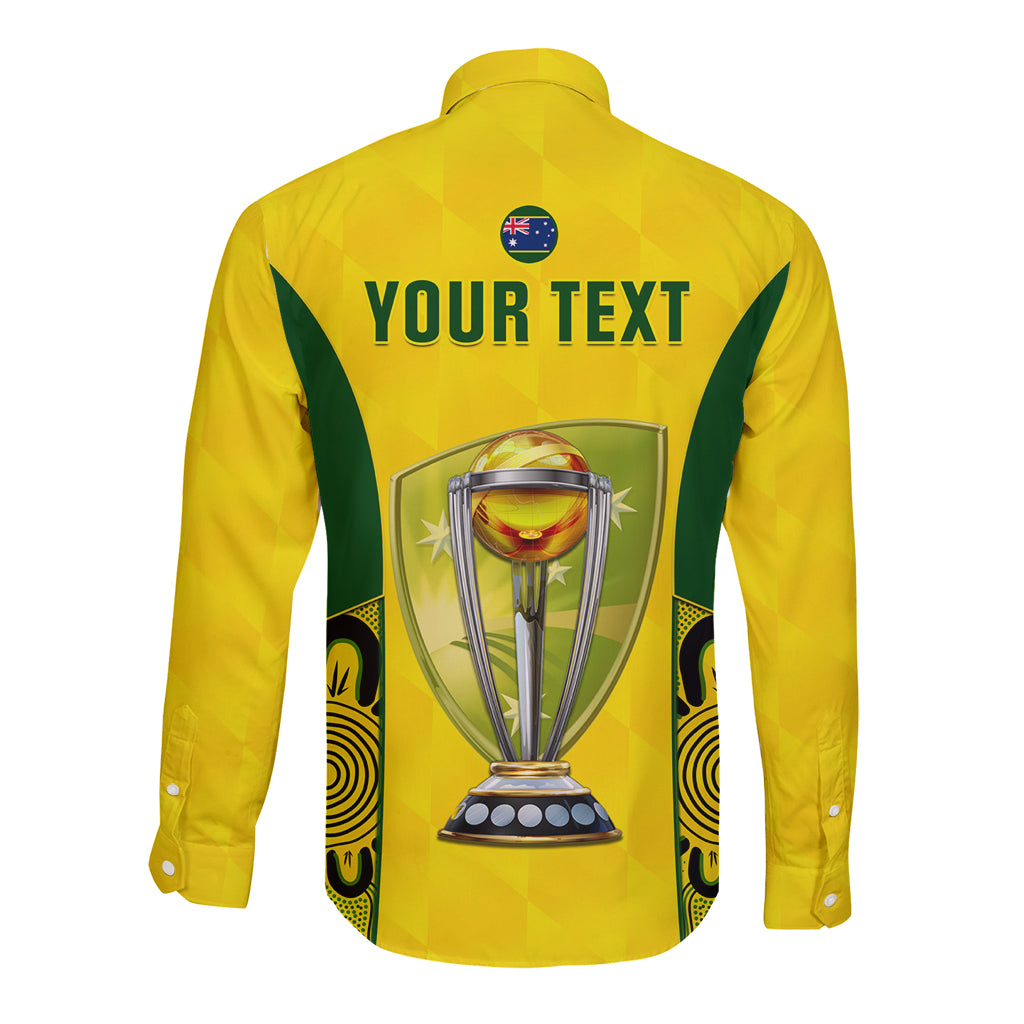 Custom Australia Cricket Long Sleeve Button Shirt World Cup Go Champions 2023 Indigenous - Wonder Print Shop