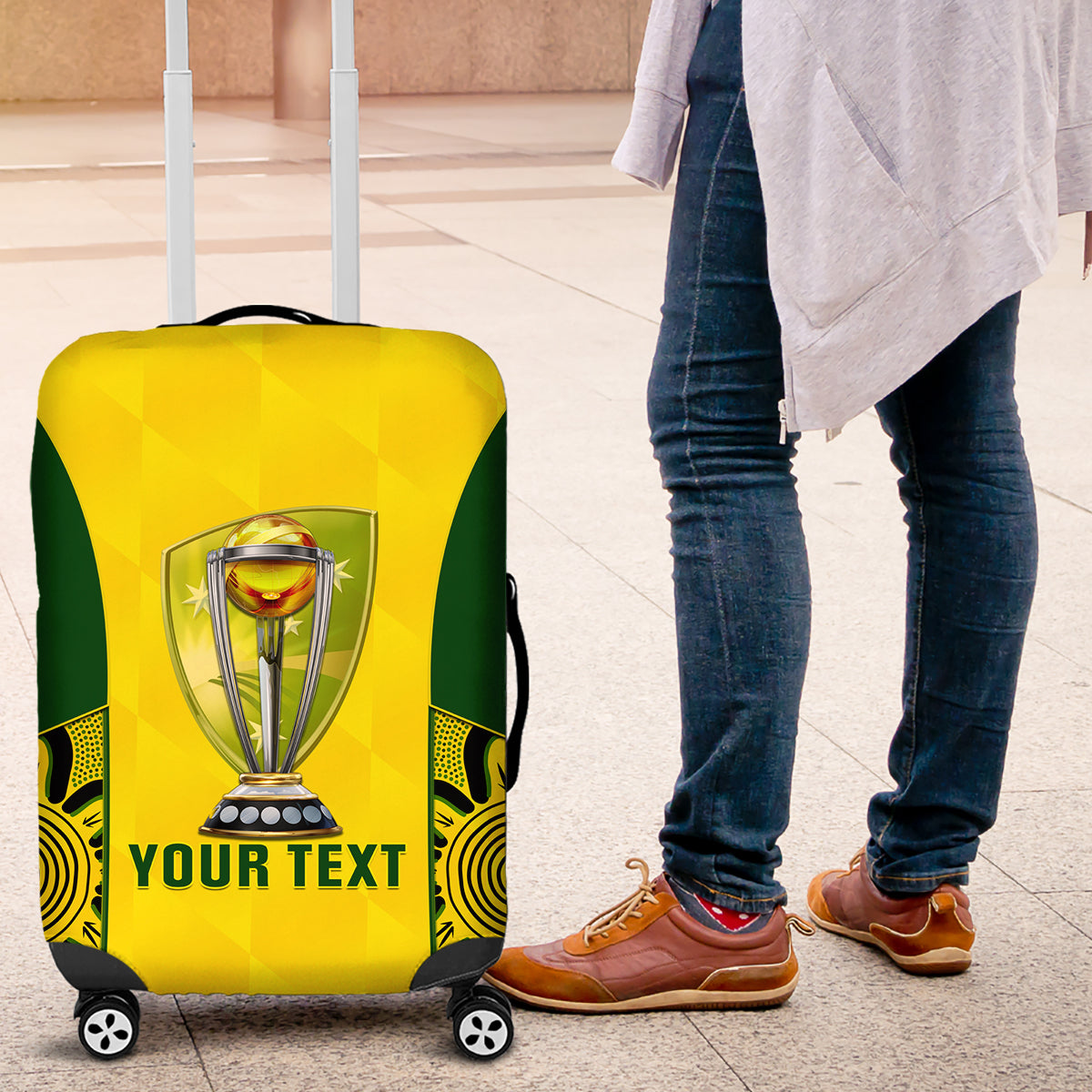 Custom Australia Cricket Luggage Cover World Cup Go Champions 2023 Indigenous - Wonder Print Shop