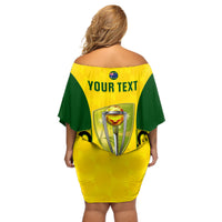 Custom Australia Cricket Off Shoulder Short Dress World Cup Go Champions 2023 Indigenous - Wonder Print Shop