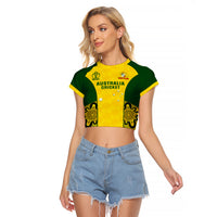 Custom Australia Cricket Raglan Cropped T Shirt World Cup Go Champions 2023 Indigenous - Wonder Print Shop