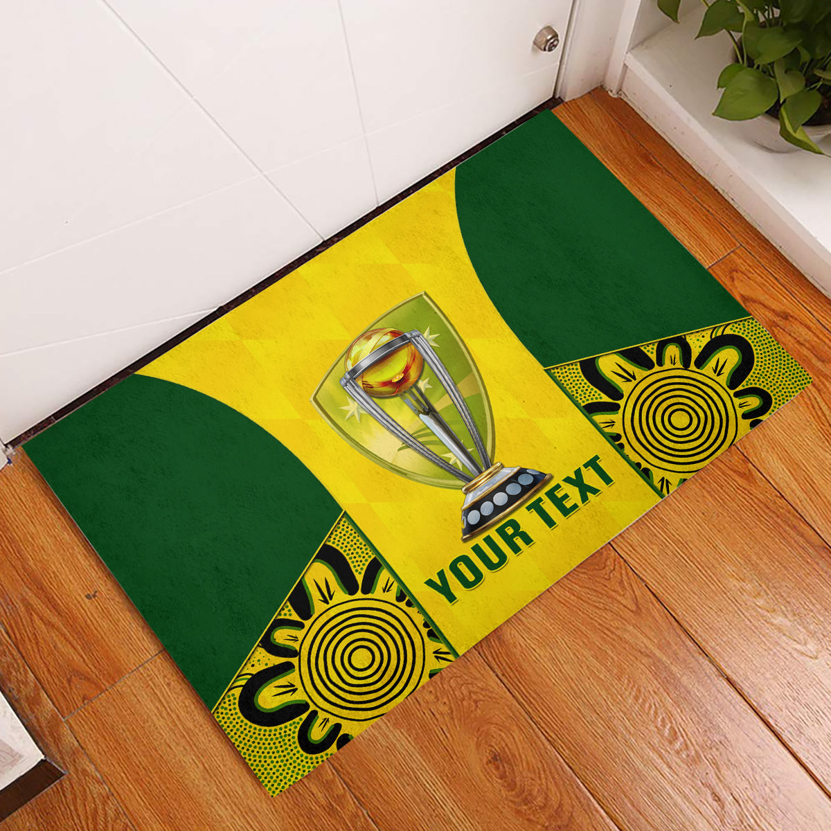 Custom Australia Cricket Rubber Doormat World Cup Go Champions 2023 Indigenous - Wonder Print Shop