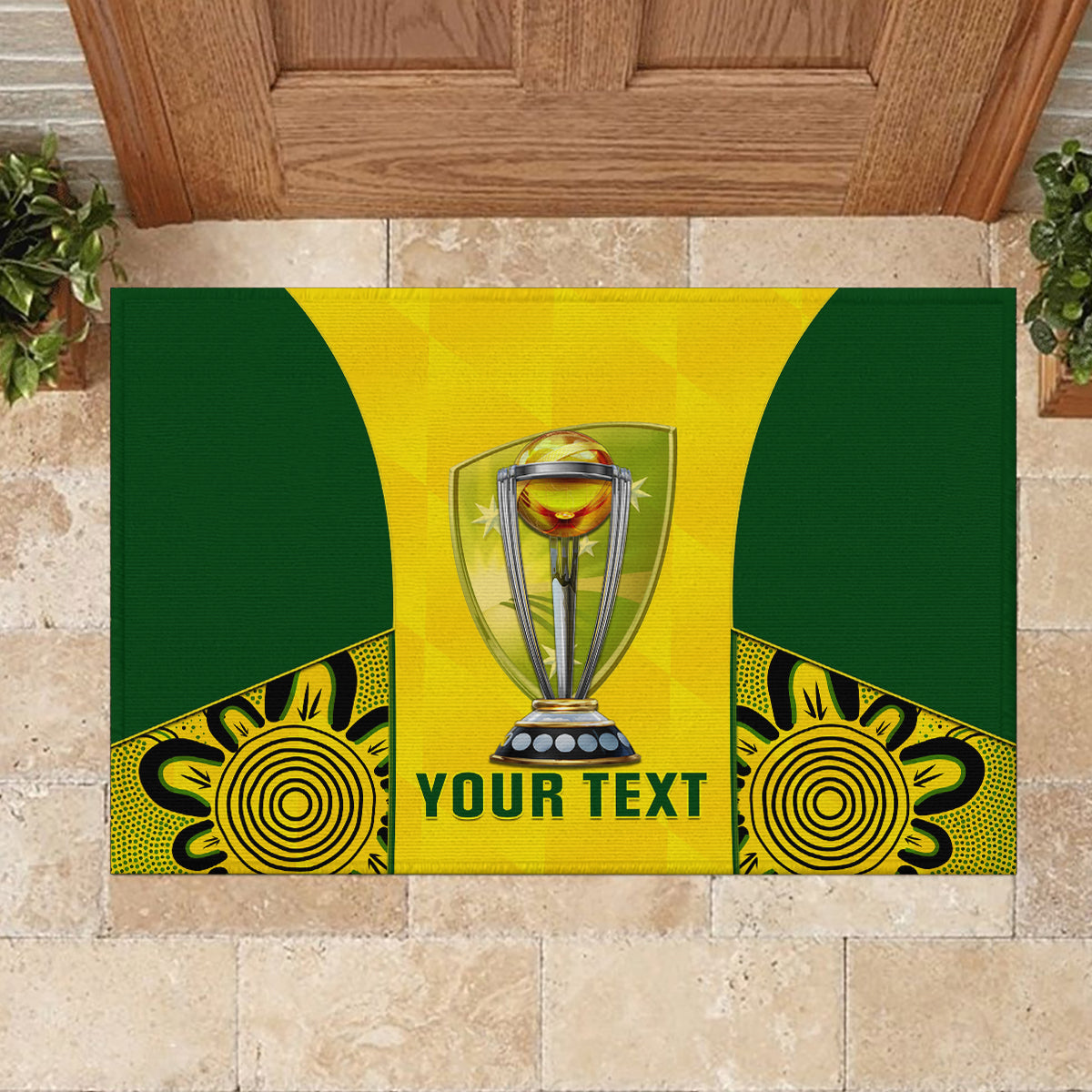Custom Australia Cricket Rubber Doormat World Cup Go Champions 2023 Indigenous - Wonder Print Shop