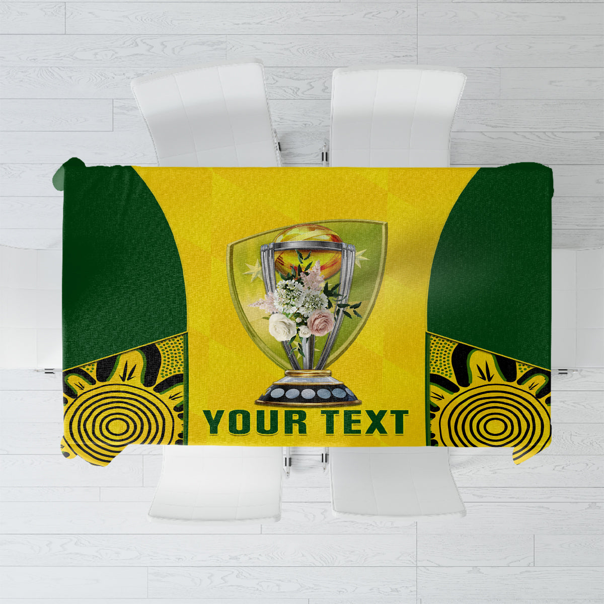 Custom Australia Cricket Tablecloth World Cup Go Champions 2023 Indigenous - Wonder Print Shop