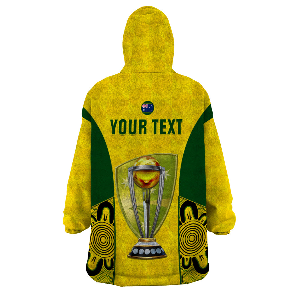 Custom Australia Cricket Wearable Blanket Hoodie World Cup Go Champions 2023 Indigenous - Wonder Print Shop