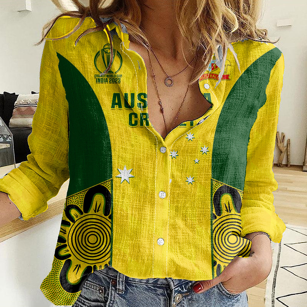 Custom Australia Cricket Women Casual Shirt World Cup Go Champions 2023 Indigenous - Wonder Print Shop