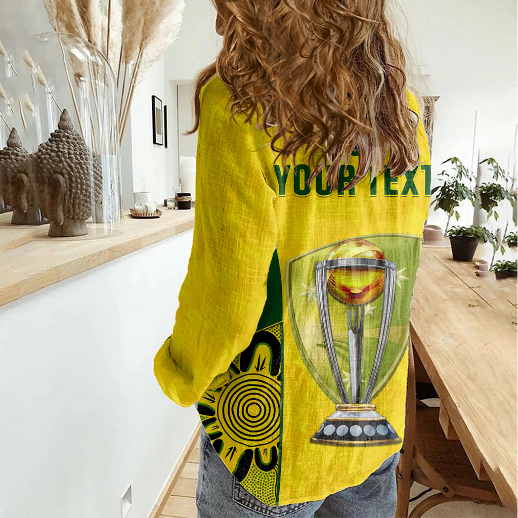 Custom Australia Cricket Women Casual Shirt World Cup Go Champions 2023 Indigenous - Wonder Print Shop