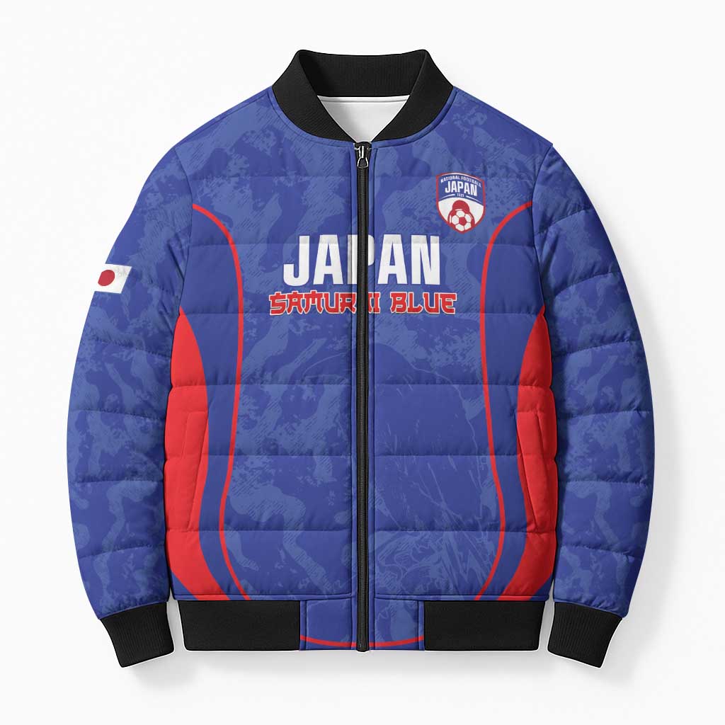 Custom Japan Football Bomber Puffer Jacket 2026 Come On Samurai Blue - Wonder Print Shop