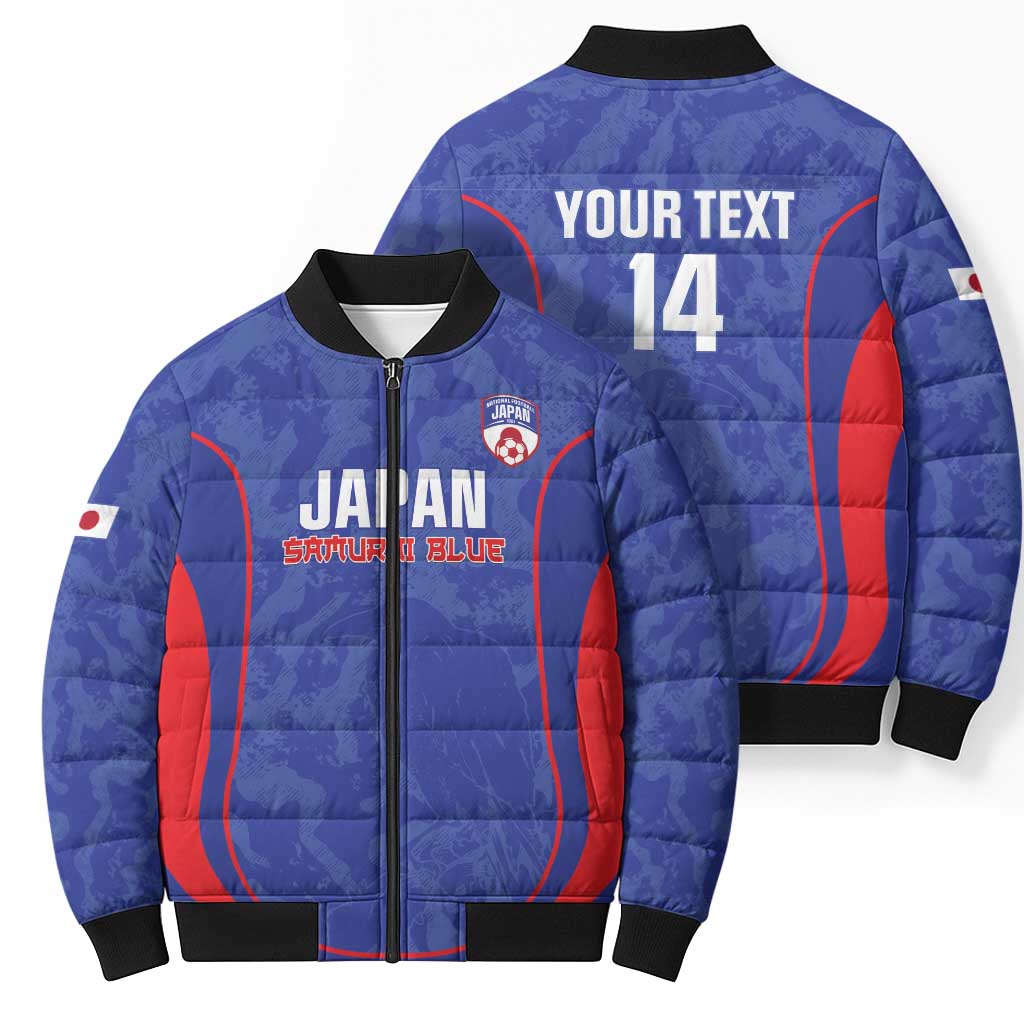 Custom Japan Football Bomber Puffer Jacket 2026 Come On Samurai Blue - Wonder Print Shop
