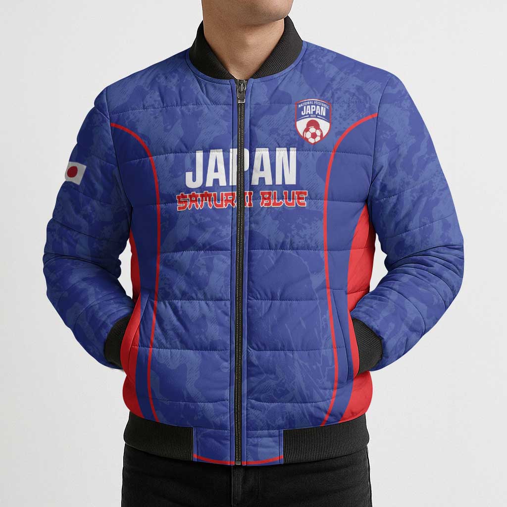 Custom Japan Football Bomber Puffer Jacket 2026 Come On Samurai Blue - Wonder Print Shop