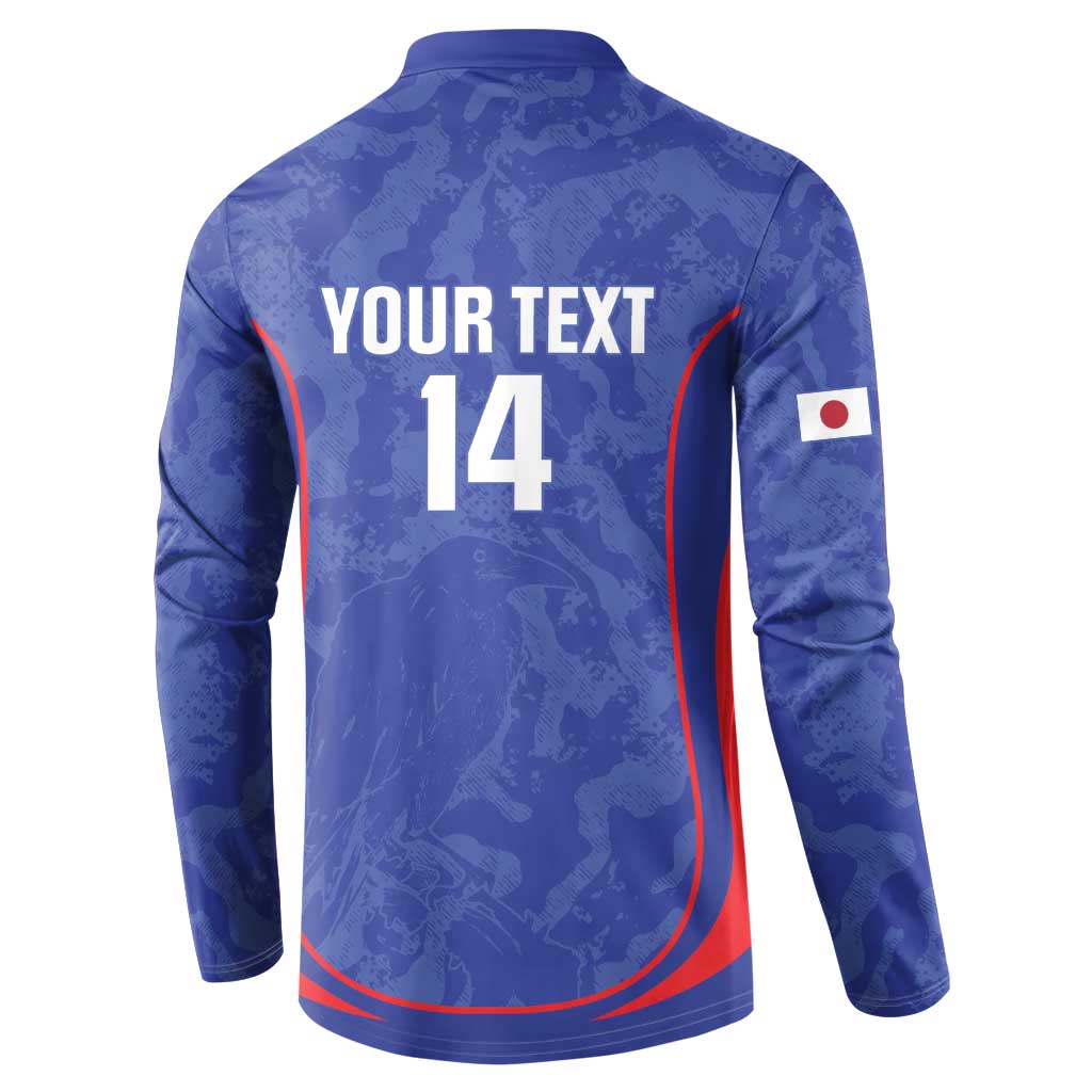 Custom Japan Football Button Sweatshirt 2026 Come On Samurai Blue - Wonder Print Shop