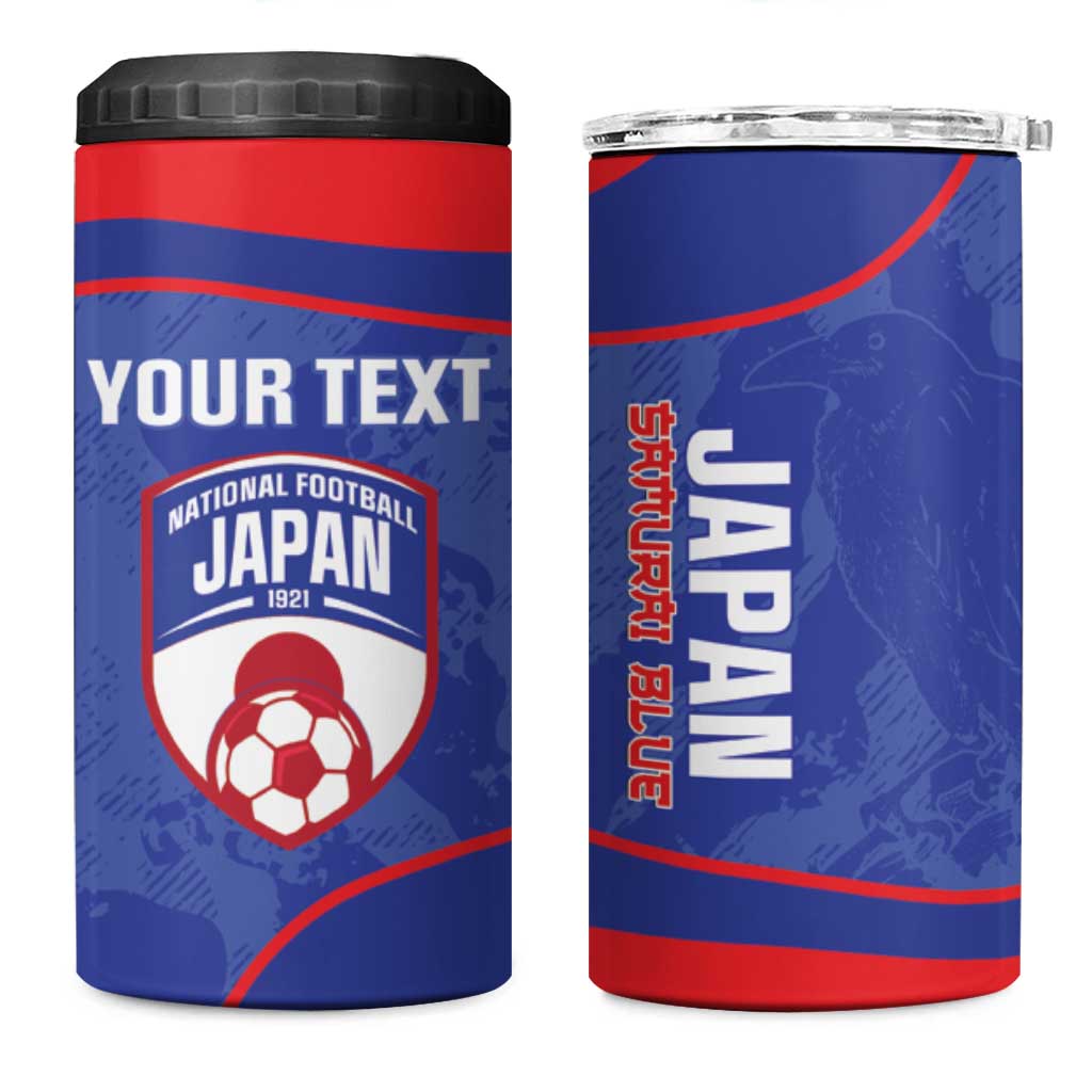 Custom Japan Football 4 in 1 Can Cooler Tumbler 2026 Come On Samurai Blue - Wonder Print Shop