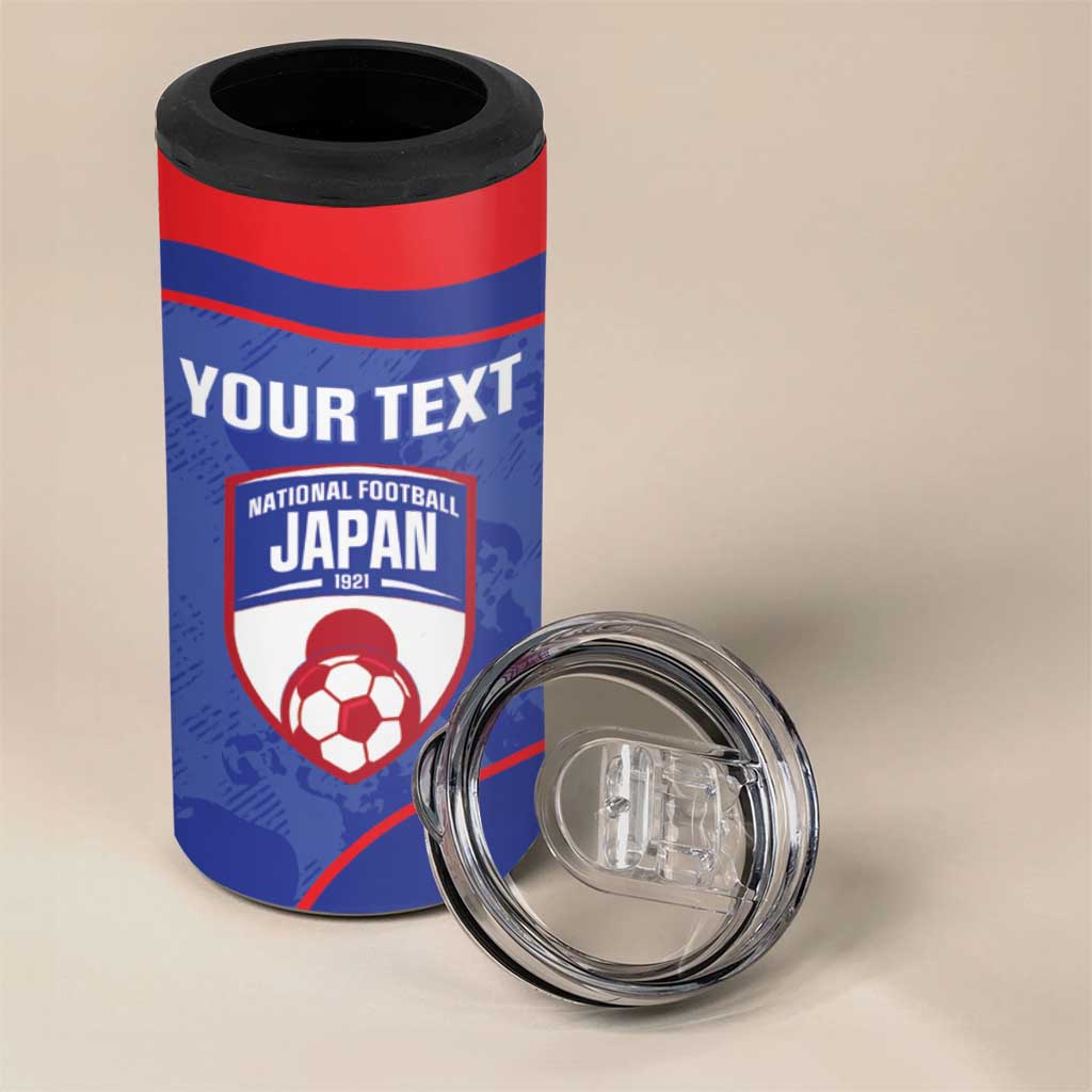 Custom Japan Football 4 in 1 Can Cooler Tumbler 2026 Come On Samurai Blue - Wonder Print Shop